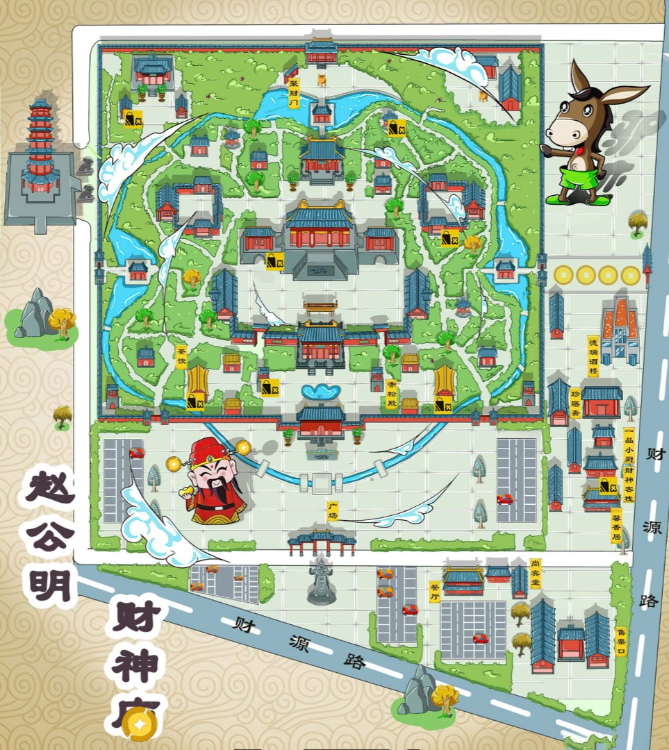 永胜寺庙类手绘地图